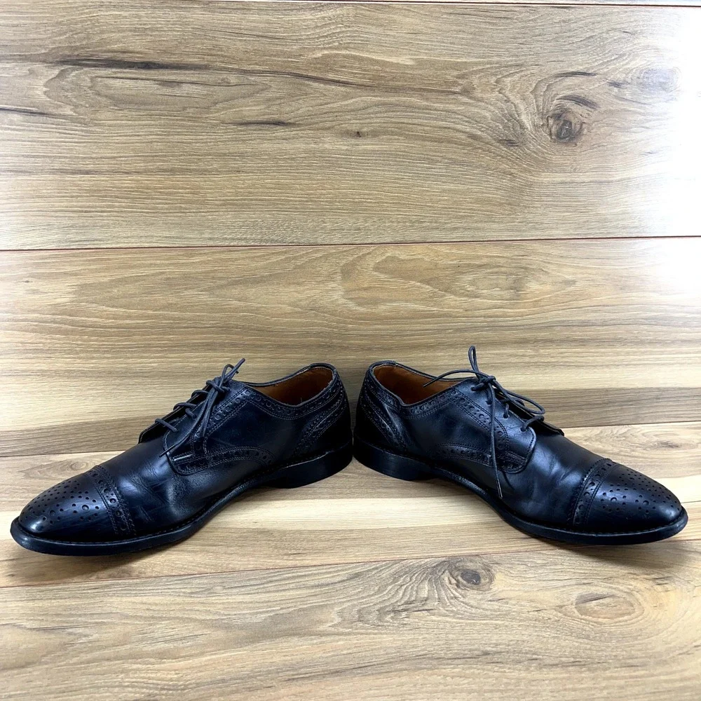 Allen Edmonds 10 B Rogue Black Cap Toe Leather Dress Oxfords